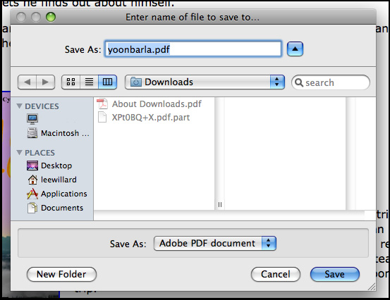 Screen shot of PDF 'save as' menu in Mozilla